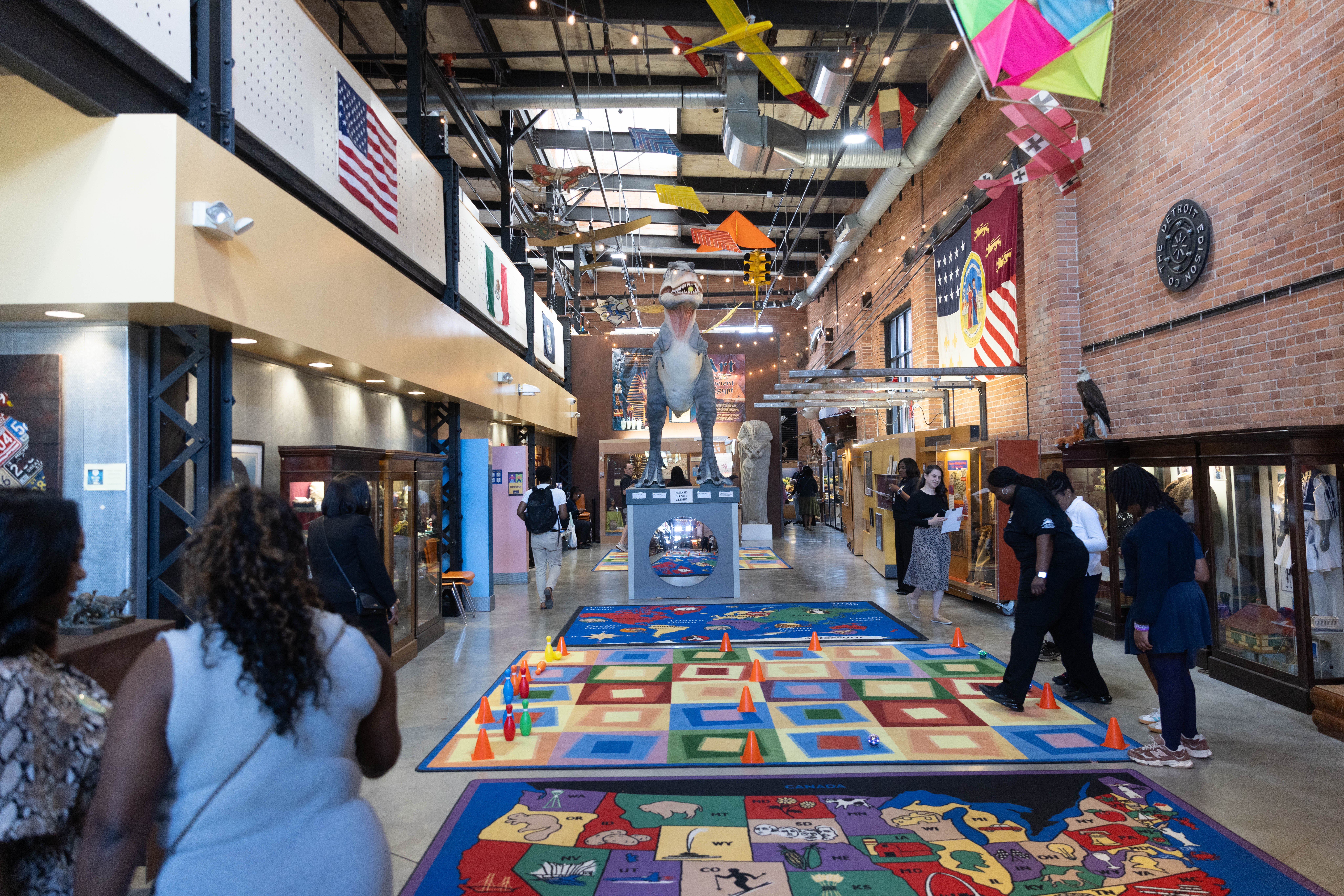 Interior view of Detroit's Children Museum main hall with exhibits