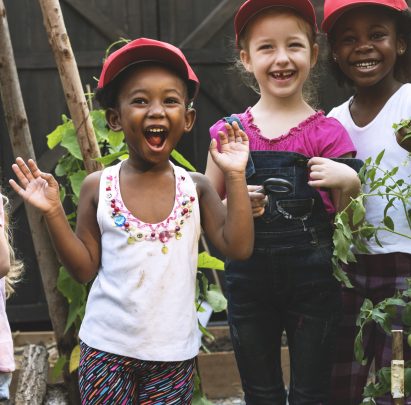 Group of Diverse Kids Learning Environment at Vegetable Farm